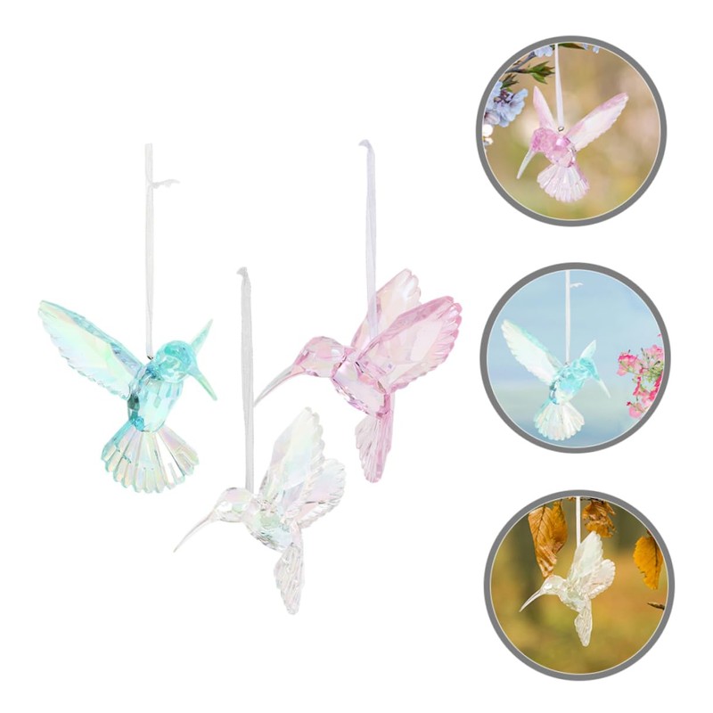 CIYODO Pack of 3 Hummingbird Figures for Hanging Made of
