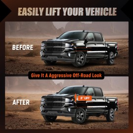 FlexHitch 3" Front Leveling Lift kits Compatible with 2007-2024 Silverado 1500 2WD/4WD Sierra 1500 2WD/4WD Suspension Strut Spacer Lift Kit（322 Bronze)