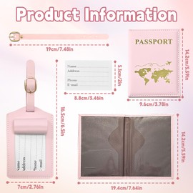 GIKPAX Passport Holder, Luggage Tag, PU Leather Passport Cover Passport Holder Travel Wallet for Passport, Ticket Card, Boarding Passes, Credit Card, Business Cards, (Pink)