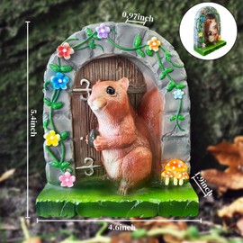 Exasinine Fairy Door | Fairy Garden Accessories | Miniature Fairy Garden Kit Fairy Garden Decor for Outdoor Tree Stump Wall (Squirrel)