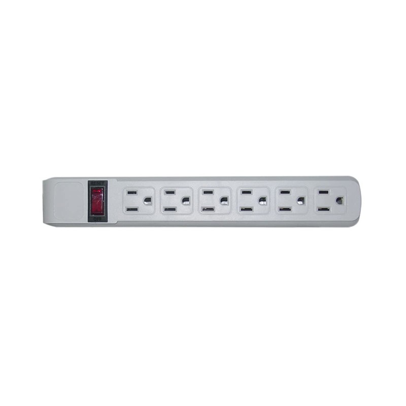 15 feet Surge Protector, Flat Rotating Plug, 6 Outlet, Gray