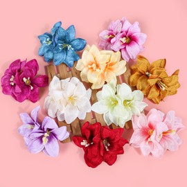 10pcs/set Fabric Tropical Flower Hair Clips Multicolor Hawaiian Floral Beautiful Side Clip Girl Hair Accessories for Seaside Vacation and Wedding Party