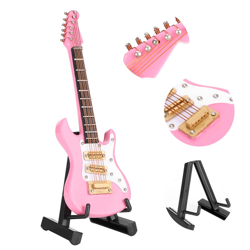 Guitar Decoration Miniature Ornaments Mini Musical Instrument Model Gift Pink