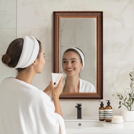 Head West Bronze Copper Oil Rubbed Framed Rectangle Mirror, Wall Mounted Beveled Accent Decorative Bathroom Mirrors for Over Sink, Bedroom, & Living Room, 16" x 27.5"