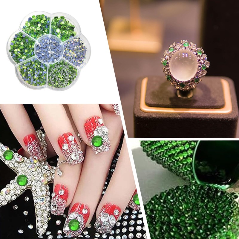 JAONLD Hotfix Rhinestone Flatback 7 Sizes Round Glass Facial Gems