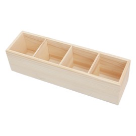 Wooden Pen Holder, Square Pen Holder, 6 Compartments, 4 Compartments, Desk Organiser Pens, DIY Wooden Pen Holder, Pen Holder Organiser for Stationery (A)
