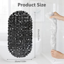 AMFUN Shower Mat Non Slip Anti Mould, Pebbles Shower Bath Mat, Oval Shower Mats Pads Trays, Machine Washable Bath Mat with Strong Suction Cups Grip and Drain Holes for Inside Shower