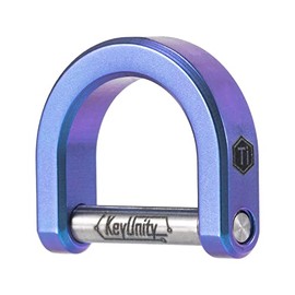KeyUnity KA17 - Llavero de titanio en forma de U, cierre de herradura para llavero de coche, llavero organizador de llaves de cuero (Azul, M)