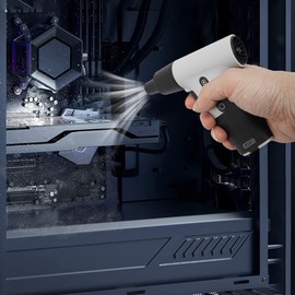 QUSKLISU Electric Air Duster, 13000RPM Compressed Blower Fan Multi-Functional Tiny Electric Cleaner 3 Speeds Adjustable Rechargeable Air Blower for Keyboard PC Deep, Car, Home Cleaning (Grey)