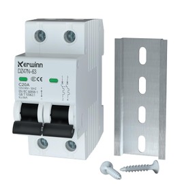 KERWINN Miniature Circuit Breaker 120V/240V ac Circuit Breaker 2Pole 20Amp Smart Circuit Breaker DIN Rail Mount for Marine Power Systems,Solar photovoltaic Systems(C20A)