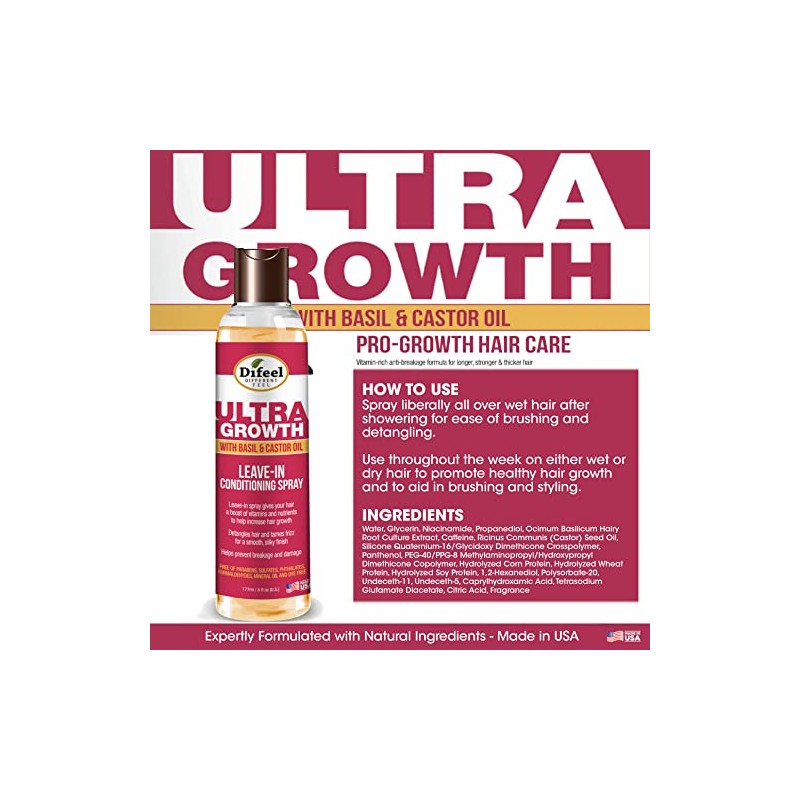Difeel Ultra Growth Basil & Castor Hair Oil Tratamiento acondicionador