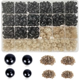 800 Piezas Ojos de Seguridad para Amigurumis de Ojos de Plástico con Arandelas Ojos de Varios Tamaños para Muñecas Títeres Animales de Peluche Plástico para Ojos Dmuñecos con Arandelas para Manualida
