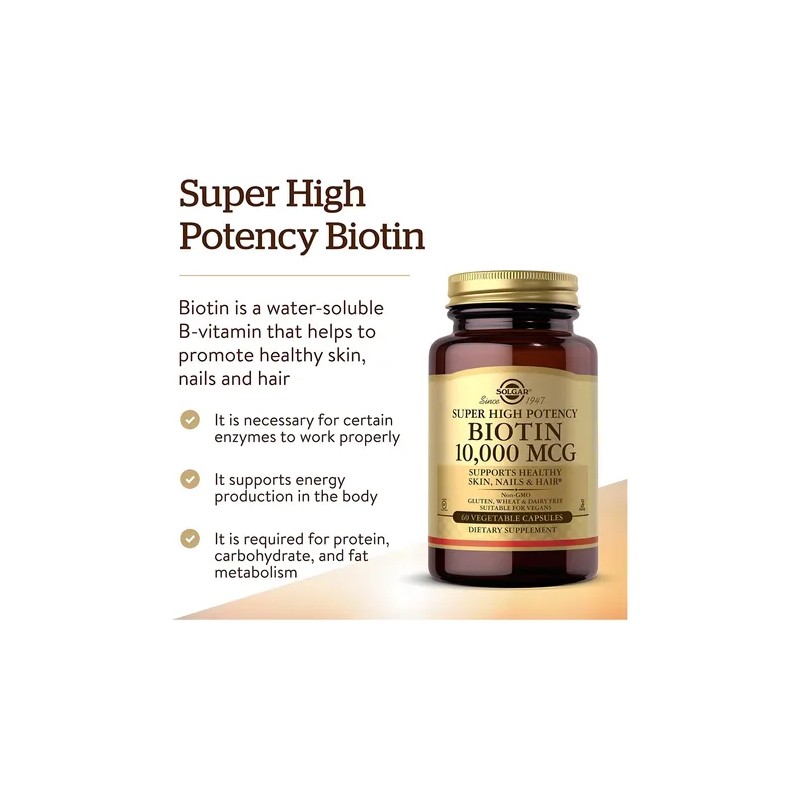 Biotina 10,000 Mcg Premium 60 Caps Cabello Uas Increbles Sabor