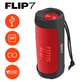 JBL FLIP 7 Waterproof Portable Speaker Bundle with gSport Silicone Sleeve (Red)