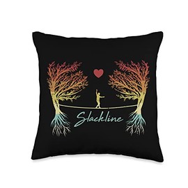 Slackliner Trickline Trainer Monkey Profis Slackline Throw Pillow