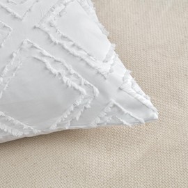 xuan dian Standard Pillow Shams 2 Pack, Standard Size Pillowcases, Soft Microfiber Geometric Boho Pillow Covers with Envelope Closure, White, 20x26 Inches