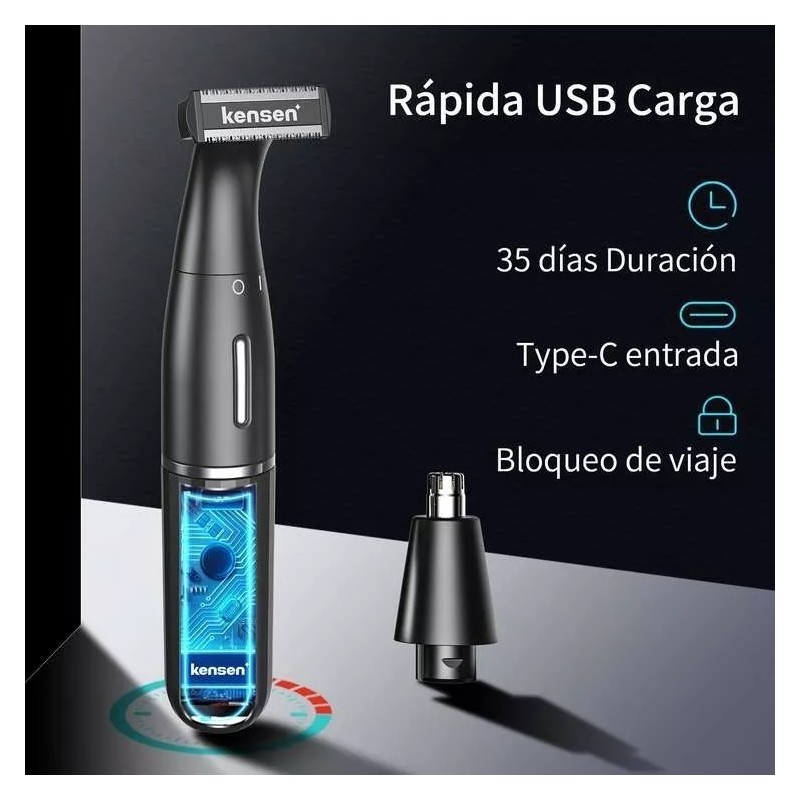 Kensen Rasuradora Eléctrica Barba Y Pelo Corporal Con Peines Guías