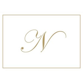 Caspari Gold Embossed Initials Boxed Note Cards in Letter N, 8 Cards & Envelopes