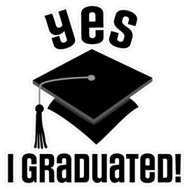 CafePress I Graduated Funny Graduation Large Die Cut Sticker, 8.75" x 8.75" Matte Finish
