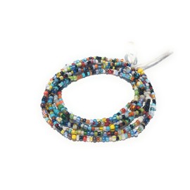 Traditional Multicolor Glass Waist Beads, 42-Inch Length, 1-2MM Beads, Cotton Tie-on Strand
