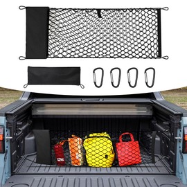 JJMY Envelope Style Truck Cargo Net Compatible with Hyundai Santa Cruz 2022-2024 & Toyota Highlander 2014-2025 Accessories, Heavy Duty Carabiners Highly Elastic Truck Bed Mesh Cargo Net