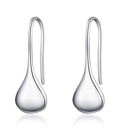 Teardrop Earrings for Women 925 Sterling Silver Shiny Simple Water Drop Earrings Hook Dangle Earrings Pull Through Earrings Jewelry Gifts for Women