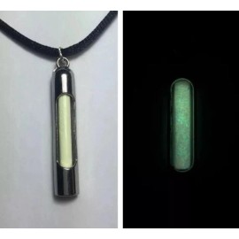 ChemistryCabinet White Europium phosphorescent Glow in the Dark Necklace Science Jewelry