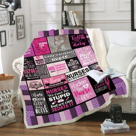 Nurse Gifts Soft Warm Nurse Gifts for Women Throw Blanket,Gifts for Nurses,Nurses Week Gifts Soft Fluffy Sherpa Warm Throw Blankets for Bed, Office and Couch (HS3,150cm x 200cm(59'' x 79''))