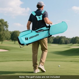 ULTIMATE Golf Stand Bag, 8-Way Golf Bag with 5 Pockets, Rain Hood, Detachable Dual Shoulder Strap, Lumbar Pad, Handles, Portable Golf Club Bag for Men & Women (Blue)