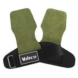 SUJAYU Leather Weight Lifting Gloves Wrist Straps for Weightlifting, Adjustable Weight Lifting Straps Cobra Grips, Gym Strap Gym Gloves for Men Women (Green)