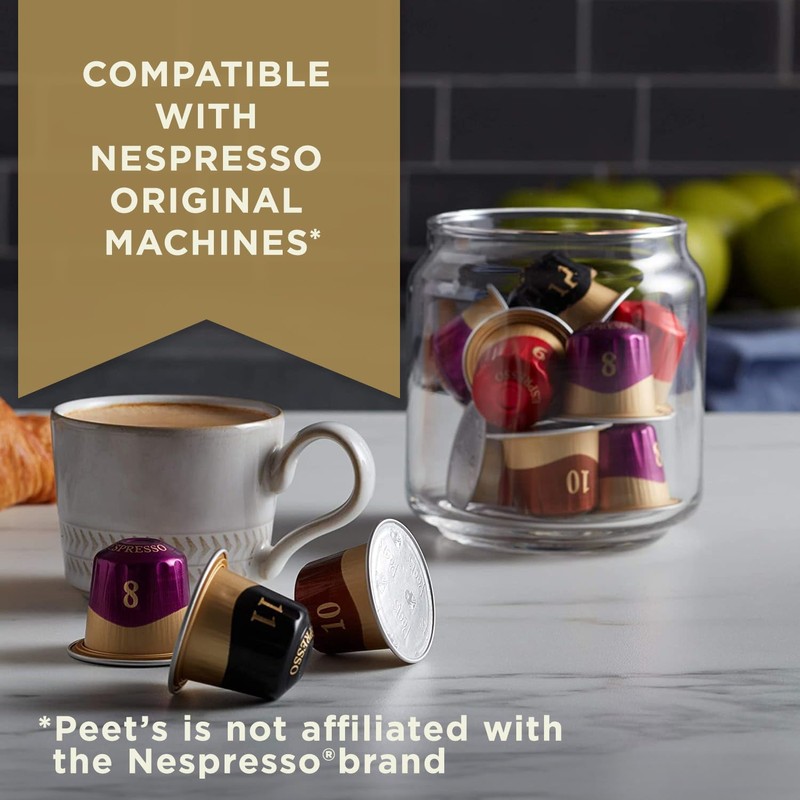 Peet's Coffee, Dark Roast Espresso Capsules Compatible with Nespresso Original
