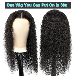 BLY Glueless Wear and Go Lace Front Wigs Human Hair for Women Deep Wave Curly Wig No Glue Ready to Wear 4x4 Lace Pre Cut Wig Pre Plucked with Baby Hair 180% Density Natural Hairline 26 Inch