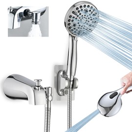 YASINU All Metal Bathtub Faucet with Sprayer 10 Settings, Tub Spout with Diverter Chrome