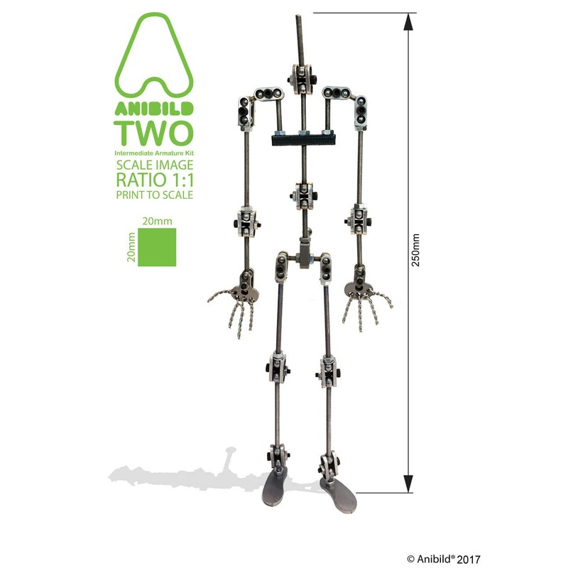 Anibild® TWO Intermediate Diy Studio Stop Motion Armature Kits Metal