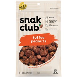 Snak Club Toffee Peanuts, 7.5 Ounce (Pack of 6)