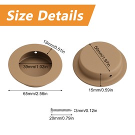 MOROBOR Brown Closet Door Handle, 4PCS Flush Pulls Barn Door Pulls Handles 304 Stainless Steel Sliding Door Pulls Round Flush Recessed Cabinet Handles (2 Inch)