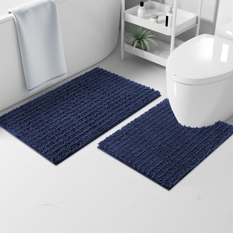 OLANLY Luxury Chenille Bath Mat, Extra Soft Thick Absorbent Shaggy