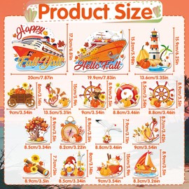 Fall Cruise Door Decorations Magnetic - Cosmisun 16Pcs Happy Fall Cruise Door Magnets Pumpkin Gnome Cruise Ship Door Decorations Thanksgiving Magnet Stickers for Autumn Harvest Carnival Cabin Fridge