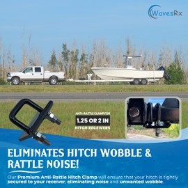 WavesRx - Abrazadera y estabilizador de enganche para remolque de barco | Abrazadera antisonajero de acero inoxidable para receptores de enganche de 2 pulgadas | Grado marino, sin óxido, tornillo en U de larga duración para un transporte seguro de tu emb