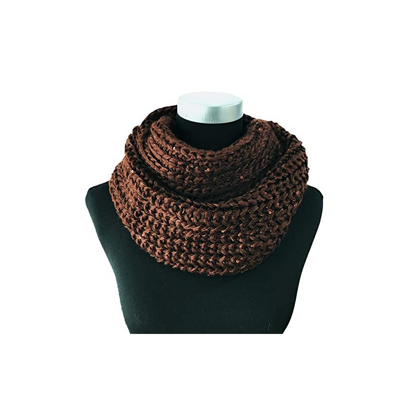 Niklarson TV5 Knitted Loop Winter Scarf Sequins Viscose, brown