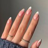 French Tip False Nails Almond - 24Pcs Nude Press On