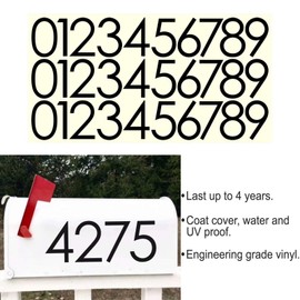 Diggoo Mailbox Numbers Sticker Decal Die Cut Classic Style Vinyl Number 3" Self Adhesive 3 Sets for Mailbox, Signs, Window, Door, Cars, Trucks, Home, Business, Address Number- Black