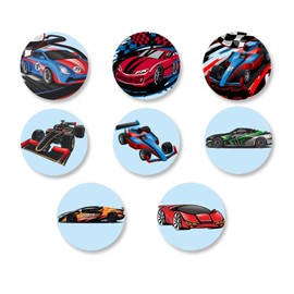 Racecar F1 Labels Stickers Race Car Cars Theme Decor for Man Boys Girls 1st Birthday Party Baby Shower Race Fans Photography Decorations Supplies 240 PCS Photo Booth Props Favors Backdrop