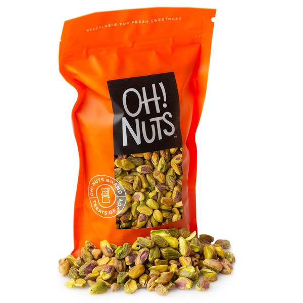 OhNuts! Pistachios Raw Whole No Shells, Fresh Shelled California Pistachios, Healthy Snacking Nuts, Paleo, Keto, Vegan and Certified Kosher 1lb (16oz) Large sack
