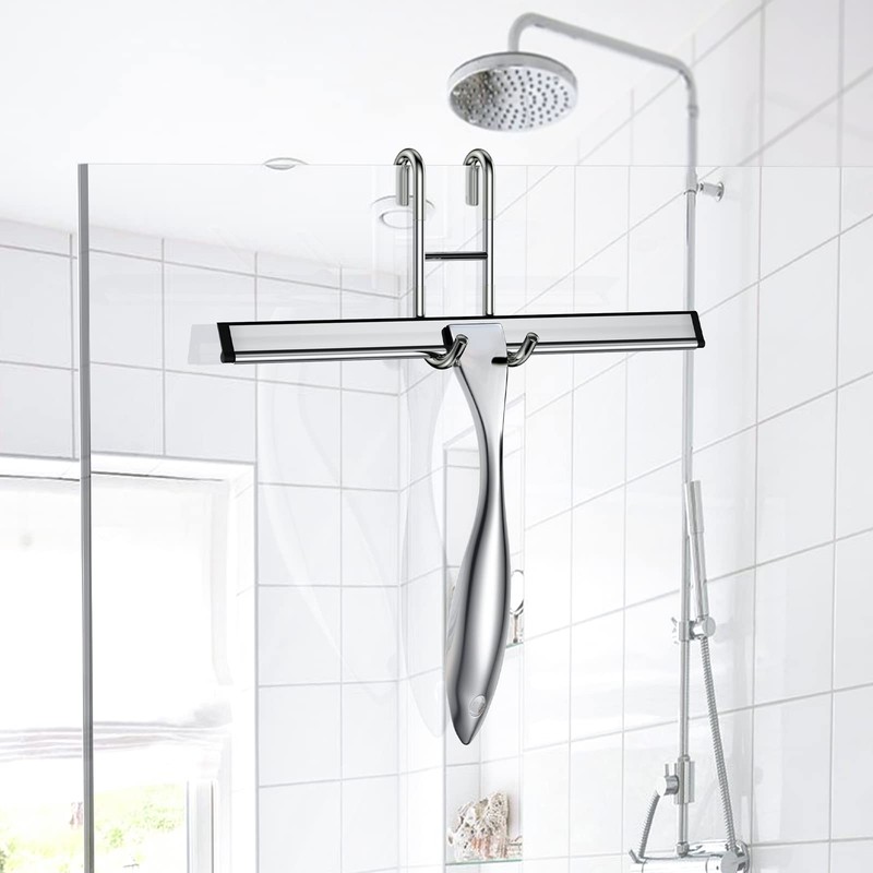 Shower Squeegee for Glass Door 12-Inch Stainless Steel Bathroom Squeegee