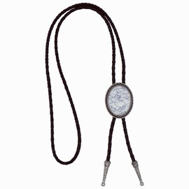 KeCol Fashion Western Native American Handmade Bola tie Vintage Emerald Stone Bolo Tie (White)