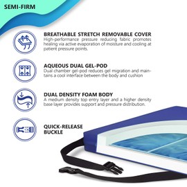 NYOrtho Wheelchair Cushions for Pressure Relief- Cooling Gel Seat with Waterproof Cover - Seniors Cushion for Coccyx Sores 3 Inch High 18 Width x 18 Depth