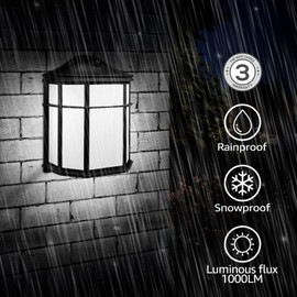 LEONLITE 3CCT Dusk to Dawn Outdoor Wall Light, LED Wall Sconce, 15W(100W Eqv.), Exterior Light Fixture Wall Mount, Frosted Wall Lantern for Porch, Patio, 1000lm, Aluminum, Waterproof