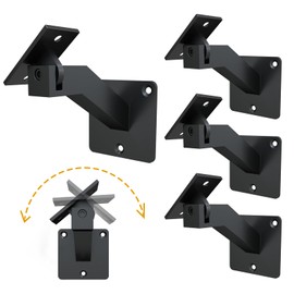 Adjustable Handrail Brackets - Heavy Duty Stair Railing Brackets with Screws, Black Carbon Steel, Wall Mounted for Staircases, Home or Offices (6)