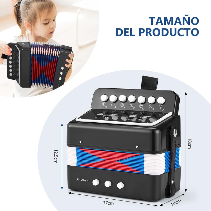 Acordeon de 7 Teclas, OUDAR Arcodeon para Principiantes para Interpretación,
